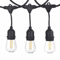 Vintage Outdoor String Lights Kit, 2W S14 Led Filament Bulbs Included, 48Ft Long Garden Patio Edison Led String Lights With 15 Hanging Sockets, Weatherproof Commercial Grade Heavy Duty, Ul Listed.