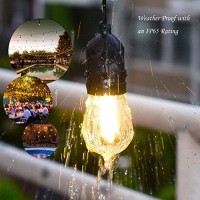 Vintage Outdoor String Lights Kit, 2W S14 Led Filament Bulbs Included, 48Ft Long Garden Patio Edison Led String Lights With 15 Hanging Sockets, Weatherproof Commercial Grade Heavy Duty, Ul Listed.