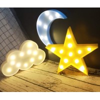 Wanxing Decorative Led Crescent Moon Cloud And Star Night Lights Lamps Marquee Signs Letters For Baby Nursery Decorations Gifts