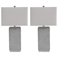 Signature Design By Ashley Amergin 28 Faux Concrete Table Lamp Set 2 Count Gray