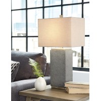 Signature Design By Ashley Amergin 28 Faux Concrete Table Lamp Set 2 Count Gray