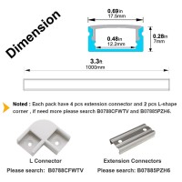 Hunhun 20-Pack 3.3Ft/1Meter U Shape Led Aluminum Channel System With Milky Cover, End Caps And Mounting Clips, Aluminum Profile For Led Strip Light Installations, Very Easy Installation