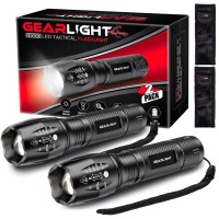 Gearlight 2Pack S1000 Led Flashlights High Lumens - Mini Flashlights For Camping, Hiking, Walking - Powerful Emergency Flashlights With 5 Modes For Outdoor Use - Bright Flashlight With Zoomable Beam