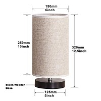 Lifeholder Table Lamp, Bedside Nightstand Lamp, Simple Desk Lamp, Fabric Wooden Table Lamp For Bedroom Living Room Office Study, Cylinder Black Base