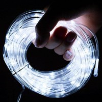 Solar Led Rope Lights, 33Ft 8 Modes 100Led, Solar Powered Waterproof Tube Light, Copper Wire String Lights Outdoor Christmas Starry Fairy Decoration Lights For Camping Fence Yard Balcony (Cool White)