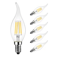 Lvwit B11 E12 Dimmable Candelabra Led Light Bulb, Flame Tip Style, 60 Watt Equivalent, 2700K Warm White, E12 Base, Led Candelabra Bulb, Ul Listed, 6 Pack, Halloween Christmas Decoration