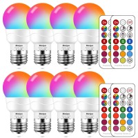 Melpo Led Color Changing Light Bulb With Remote Control, 5W 40W Equivalent, 500Lm, 5700K,E26 Dimmable Rgb Light Bulbs For Birthday Party/Ktv Decoration/Household/Bar/Wedding (Pack Of 8)