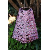 Allsop 31839 Led Outdoor Solar Lantern 11X10 Soji Stella Prism Metallic Orchid