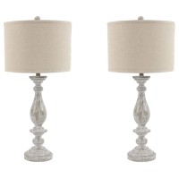 Signature Design By Ashley Bernadate Vintage Cottage Table Lamp 2 Count 31 Whitewash