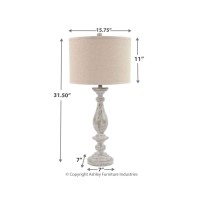 Signature Design By Ashley Bernadate Vintage Cottage Table Lamp 2 Count 31 Whitewash