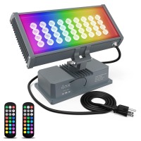 Atcd Led Wall Washer Lights Rgbw Color Changing With Rf Remote, 144W Waterproof Wall Washer Led Light For Outdoor/Indoor Lighting Projects, Hotels, Building Wall Decorations