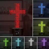 Rquite Jesus Cross 3D Christ Optical Illusion Lamps, 7 Color Change Touch Switch Art Sculpture Home Jesus Decor Lights Led Desk Table Night Light Christian Gift For Christmas Day