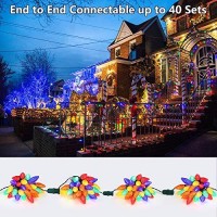 Brizled C9 Christmas Lights Multicolor, 16Ft 25 Led Faceted C9 Outdoor Christmas Lights, 120V Ul Certified C9 Xmas Lights, C9 String Lights Connectable For Indoor Christmas Tree, Wreath, Yard, Patios