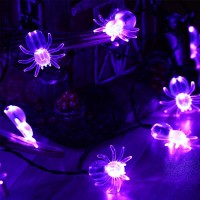 Recesky 2 Pack Purple Spider String Lights With Timing Function Total 80 Led 28Ft Battery Halloween String Lights For Halloween