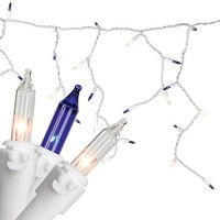 Northlight 150Ct Blue & Clear Mini Icicle Christmas Lights - White Wire