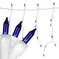 150-Count Blue Mini Icicle Christmas Light Set - 8.75 Ft White Wire