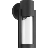 Progress Lighting Z-1030 Led Collection 1-Light Clear Glass Modern Outdoor Small Wall Lantern Light Textured Black, 12.00X5.13X5.13