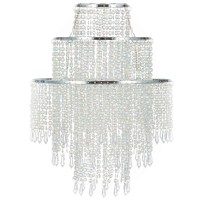 Waneway Acrylic Chandelier Shade, Ceiling Light Shade Beaded Pendant Lampshade With Crystal Beads And Chrome Frame For Bedroom, Wedding Or Party Decoration, Diameter 12.6 Inches, 3 Tiers, Clear