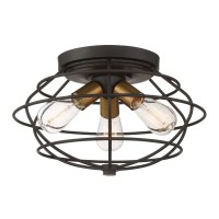 Designers Fountain 1260-Vb Jax 3-Light Flush Mount Ceiling Light, Vintage Bronze, Brown