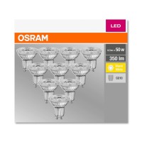 Osram Base Par16 Led Reflector Lamp, Glass, Warm White, Gu10, 4.3 W, Set Of 10