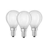 Osram Drop Shape Base Classic P Led Non-Dimmable Lamp, Glass, Warm White, E14, 4 W, Set Of 3