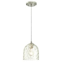 Westinghouse 6328800 Onelight Indoor Mini Pendant Brushed Nickel Finish With Clear Hammered Glass