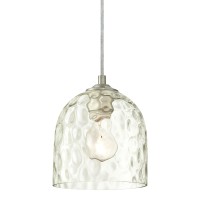 Westinghouse 6328800 Onelight Indoor Mini Pendant Brushed Nickel Finish With Clear Hammered Glass