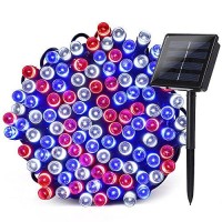 Flacchi Solar String Lights Patriotic String Lights, Red White Blue String Lights Corresponding With Star-Spangled Banner, Holiday Lights For Xmas, Party Decor