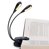 Vekkia 12 Led Rechargeable Warm Book Light/Music Stand Light, Clip On Reading Light In Bed, Eye Protection Dual Heads Light Up 2 Full Pages. Perfect For Bookworms & Kids