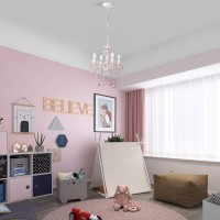 Pink Chandelier White Chandelier Lighting With Acrylic Crystals Mini 4 Lights Chandelier For Bedroom