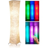 Leonc Design Soft Light Floor Lamp, 52 Inch Leonc Twist Tower Morden Slim Rgb Color Changing Led Tyvek Fabric Shade Dimmable Remote Control & 2 Smart Led Bulbs For Livingroom