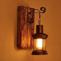 Wall Lamp E27 Wood Retro Indoor Lighting Rustic Wall Lamp Living Room Bedroom Creative Lighting For Stairwell Corridor Cafe Bar Restaurant Hotel Glass Lampshade