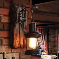 Wall Lamp E27 Wood Retro Indoor Lighting Rustic Wall Lamp Living Room Bedroom Creative Lighting For Stairwell Corridor Cafe Bar Restaurant Hotel Glass Lampshade