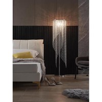 Surpars House Crystal Floor Lamp, Elegant Rain Lamp, Modern Lava Lamp For Living Room, Bedroom, Girls Room, Silver Chrome