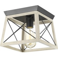 Briarwood Collection Whitewashed Onelight Farmhouse Flush Mount Ceiling Light