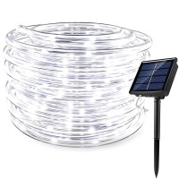 Ruichen Solar Rope Lights Outdoor String Lights, 16.5 Ft 50 Led Tube Light Waterproof Copper Wire Fairy Lights For Garden Fence Yard Christmas Wedding Party (Cool White)