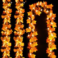 Luditek 3Pack Fall Decor Lighted Fall Garland Total 246Ft 60 Led Thanksgiving Decor Halloween String Lights Fall Decorations