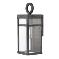 Hinkley Porter Collection Extra Small Wall Mount Lantern, 120V - Add Security To Porches, Patios & Exterior Spaces With Ultra-Durable Outdoor Lighting, Aged Zinc