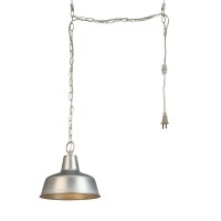 Design House Mason Hanging Swag Light Barn Industrial Farmhouse Modern 1-Light Pendant Light With Metal Shade For Living Room And Dining Room, 10 Inch, Galvanized Paint Finish, 579409