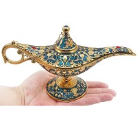 Aveson Classic Vintage Aladdin Magic Genie Costume Lamp Home Table Decoration & Gift, Golden Blue