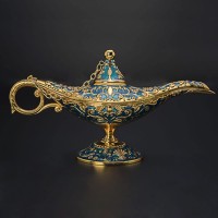 Aveson Classic Vintage Aladdin Magic Genie Costume Lamp Home Table Decoration & Gift, Golden Blue