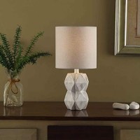 White Wash Faceted Faux Wood Table Lamp