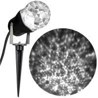 Lightshow Led Projection Turning Swirling Kaleidoscope Spotlight With Ground Stake, White