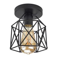 Lysed E26 E27 Retro Black Industrial Light Fixture Vintage Flush Mount Ceiling Light Mini Metal Rustic Ceiling Lamp For Porch Ha