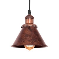 Lingkai Farmhouse Copper Pendant Light Rustic Cone Shade Mounted Fixture Hanging Ceiling Lamp Antique Painted Copper Finish Small Light