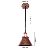 Lingkai Farmhouse Copper Pendant Light Rustic Cone Shade Mounted Fixture Hanging Ceiling Lamp Antique Painted Copper Finish Small Light