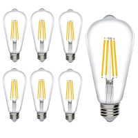 Bioluz Led 92 Cri Dimmable Edison Light Bulbs 800 Lumen Soft White 3000K 60W Replacement St64 / St19 / St58 8.5W E26 Standard Base Title 20 High Efficacy Lighting 6-Pack