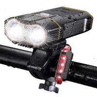 Dikomo Bike Light Front And Back 2400 Lumen 2 Led Best Mountain Bike Lights For Night Riding, Rechargeable Bicycle Headlight & Free Rear Light For Road Bike Bycicle Accessories For Kids & Adult