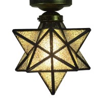 Crystal Flush Mount Moravian Star Ceiling Light Shade With E26 Bulb 8'' Close To Ceiling Light Fixtures For Indoor Restaurant Cafe Loft Bar Living Study Room Corridor Aisle (20Cm)