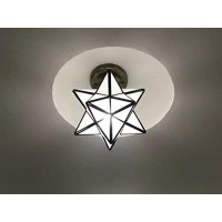 Crystal Flush Mount Moravian Star Ceiling Light Shade With E26 Bulb 8'' Close To Ceiling Light Fixtures For Indoor Restaurant Cafe Loft Bar Living Study Room Corridor Aisle (20Cm)